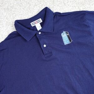 Jerzees Doctor Who TARDIS Navy Blue Polo Shirt Mens XL SpotShield Embroidered